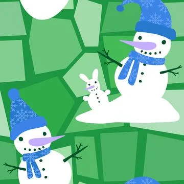 Winter seamless snowman pattern for fabrics and textiles and packaging イラスト素材