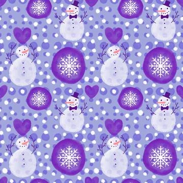 Winter seamless snowman pattern for fabrics and textiles and packaging Stock Illustration