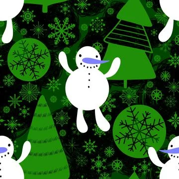Winter seamless snowman pattern for fabrics and textiles and packaging Stock Illustration
