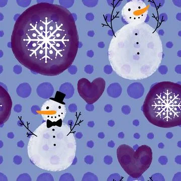 Winter seamless snowman pattern for fabrics and textiles and packaging イラスト素材