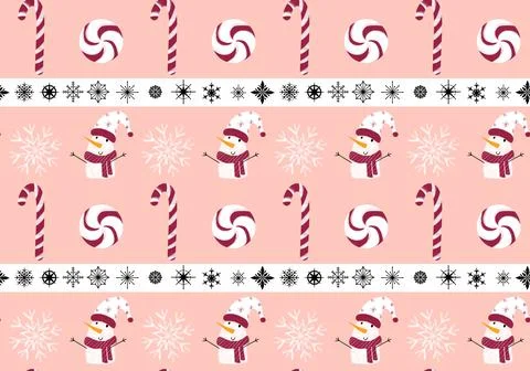 Winter seamless snowman pattern for fabrics and textiles and packaging Stock Illustration