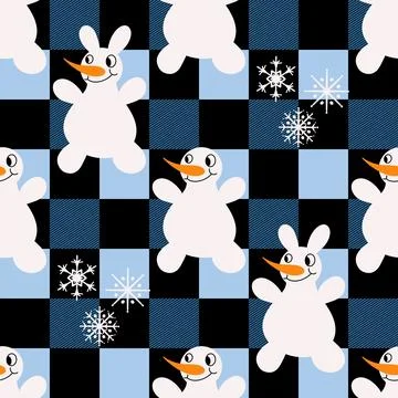 Winter seamless snowman pattern for fabrics and textiles and packaging Stock Illustration