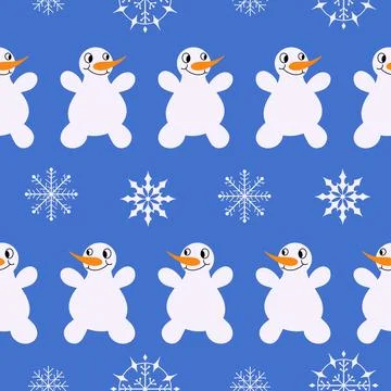 Winter seamless snowman pattern for fabrics and textiles and packaging Stock Illustration