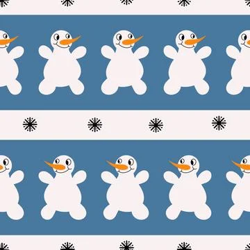 Winter seamless snowman pattern for fabrics and textiles and packaging Stock Illustration