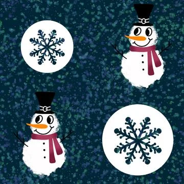 Winter seamless snowman pattern for fabrics and textiles and packaging Stock Illustration