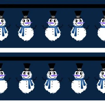 Winter seamless snowman pattern for fabrics and textiles and packaging Stock Illustration