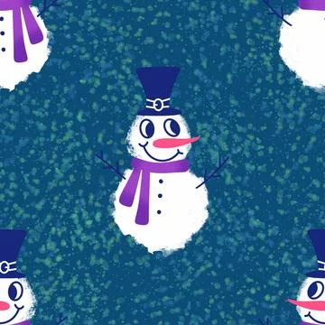 Winter seamless snowman pattern for fabrics and textiles and packaging イラスト素材