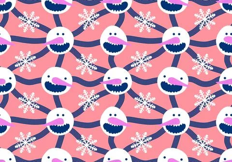 Winter seamless snowman pattern for fabrics and textiles and packaging Stock Illustration