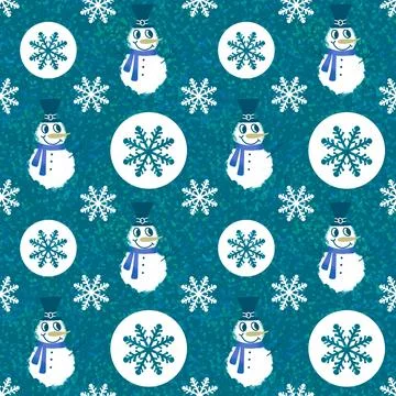 Winter seamless snowman pattern for fabrics and textiles and packaging Stock Illustration
