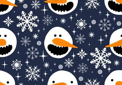 Winter seamless snowman pattern for fabrics and textiles and packaging 스톡 일러스트
