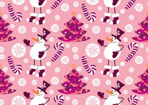 Winter seamless snowman pattern for fabrics and textiles and packaging イラスト素材