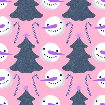 Winter seamless snowman pattern for fabrics and textiles and packaging Illustrazione stock