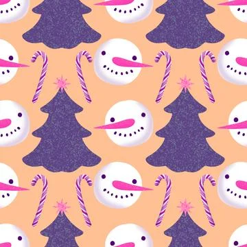 Winter seamless snowman pattern for fabrics and textiles and packaging Illustrazione stock
