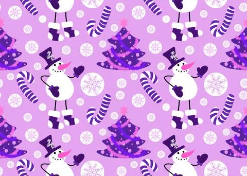Winter seamless snowman pattern for fabrics and textiles and packaging Illustrazione stock