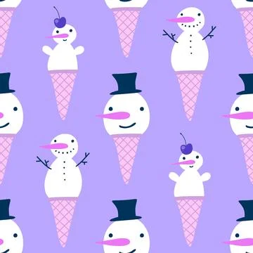 Winter seamless snowman pattern for fabrics and textiles and packaging Stock Illustration