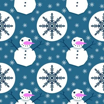 Winter seamless snowman pattern for fabrics and textiles and packaging Stock Illustration