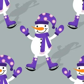 Winter seamless snowman pattern for fabrics and textiles and packaging Stock Photos