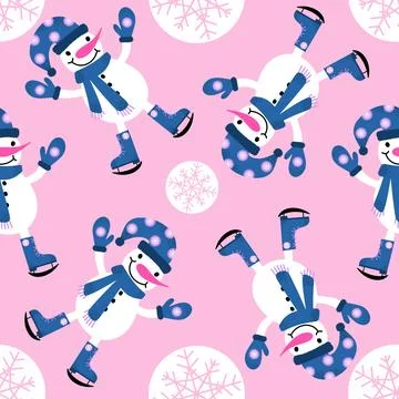 Winter seamless snowman pattern for fabrics and textiles and packaging Stock Photos