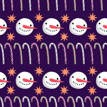 Winter seamless snowman pattern for fabrics and textiles and packaging Stock Photos