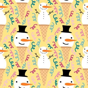 Winter seamless snowman pattern for fabrics and textiles and packaging Stock Photos