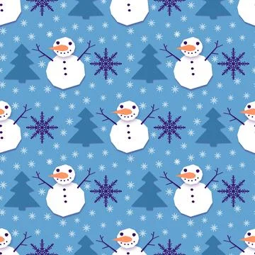 Winter seamless snowman pattern for fabrics and textiles and packaging Stock Photos