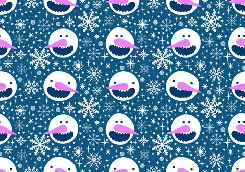 Winter seamless snowman pattern for fabrics and textiles and packaging Stock Photos