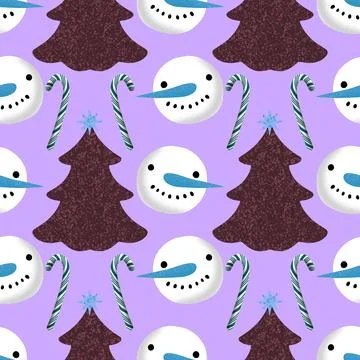 Winter seamless snowman pattern for fabrics and textiles and packaging Stock Photos