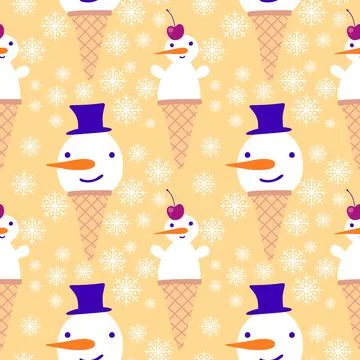 Winter seamless snowman pattern for fabrics and textiles and packaging Stock Photos