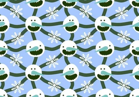 Winter seamless snowman pattern for fabrics and textiles and packaging Stock Photos
