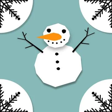Winter seamless snowman pattern for fabrics and textiles and packaging Stock Photos