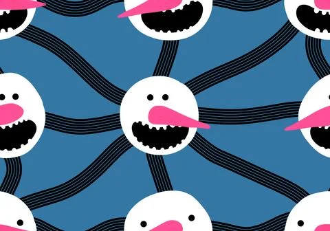 Winter seamless snowman pattern for fabrics and textiles and packaging Stock Photos