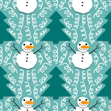 Winter seamless snowman pattern for fabrics and textiles and packaging Stock Photos