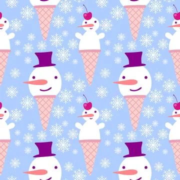 Winter seamless snowman pattern for fabrics and textiles and packaging Stock Photos