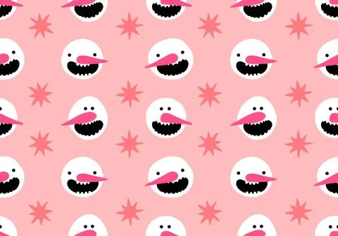 Winter seamless snowman pattern for fabrics and textiles and packaging Stock Photos