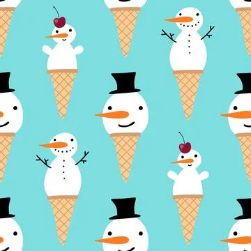 Winter seamless snowman pattern for fabrics and textiles and packaging Stock Photos
