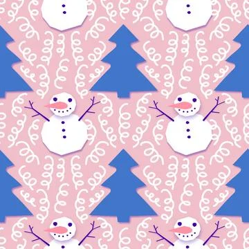 Winter seamless snowman pattern for fabrics and textiles and packaging Stock Photos