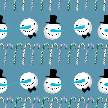 Winter seamless snowman pattern for fabrics and textiles and packaging Stock Photos