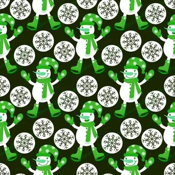 Winter seamless snowman pattern for fabrics and textiles and packaging Stock Photos