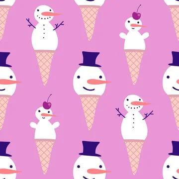 Winter seamless snowman pattern for fabrics and textiles and packaging Stock Photos