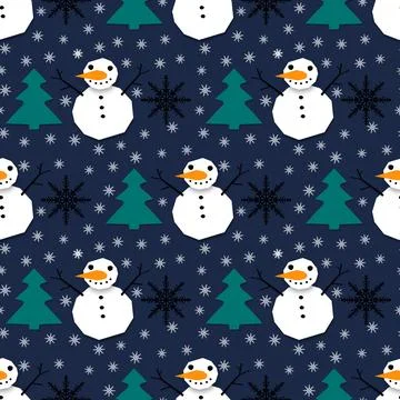 Winter seamless snowman pattern for fabrics and textiles and packaging Stock Photos
