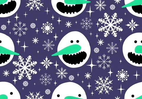 Winter seamless snowman pattern for fabrics and textiles and packaging Stock Photos