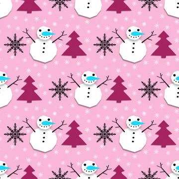 Winter seamless snowman pattern for fabrics and textiles and packaging Stock Photos
