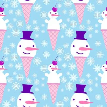 Winter seamless snowman pattern for fabrics and textiles and packaging Stock Photos