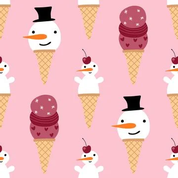 Winter seamless snowman pattern for fabrics and textiles and packaging Stock Photos