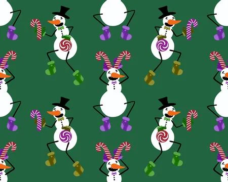 Winter seamless snowman pattern for fabrics and textiles and packaging Stock Photos