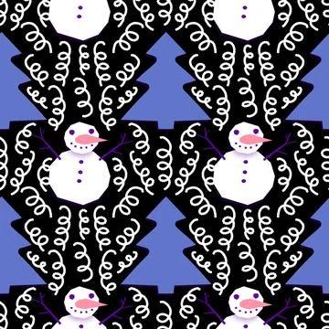 Winter seamless snowman pattern for fabrics and textiles and packaging Stock Photos