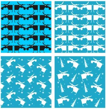 Winter seamless vector background set Stock Illustration