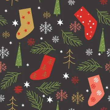 Winter seamless vector pattern with christmas socks Stock Illustration
