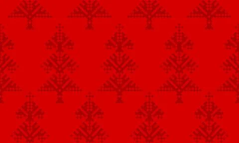 Winter seamless vector pattern with christmas trees, cozy embroidery pattern  Illustrazione stock