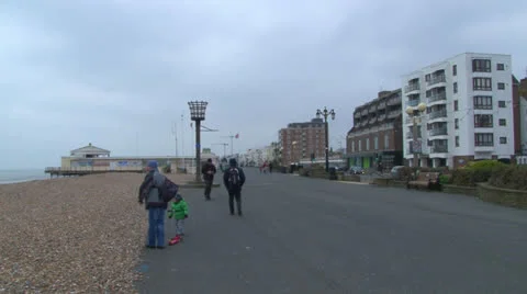 Winter Seaside Promenade Stock Footage 23865405